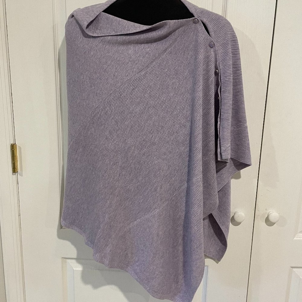 Talbots Asymmetric Cotton/Poly Knit Button Poncho